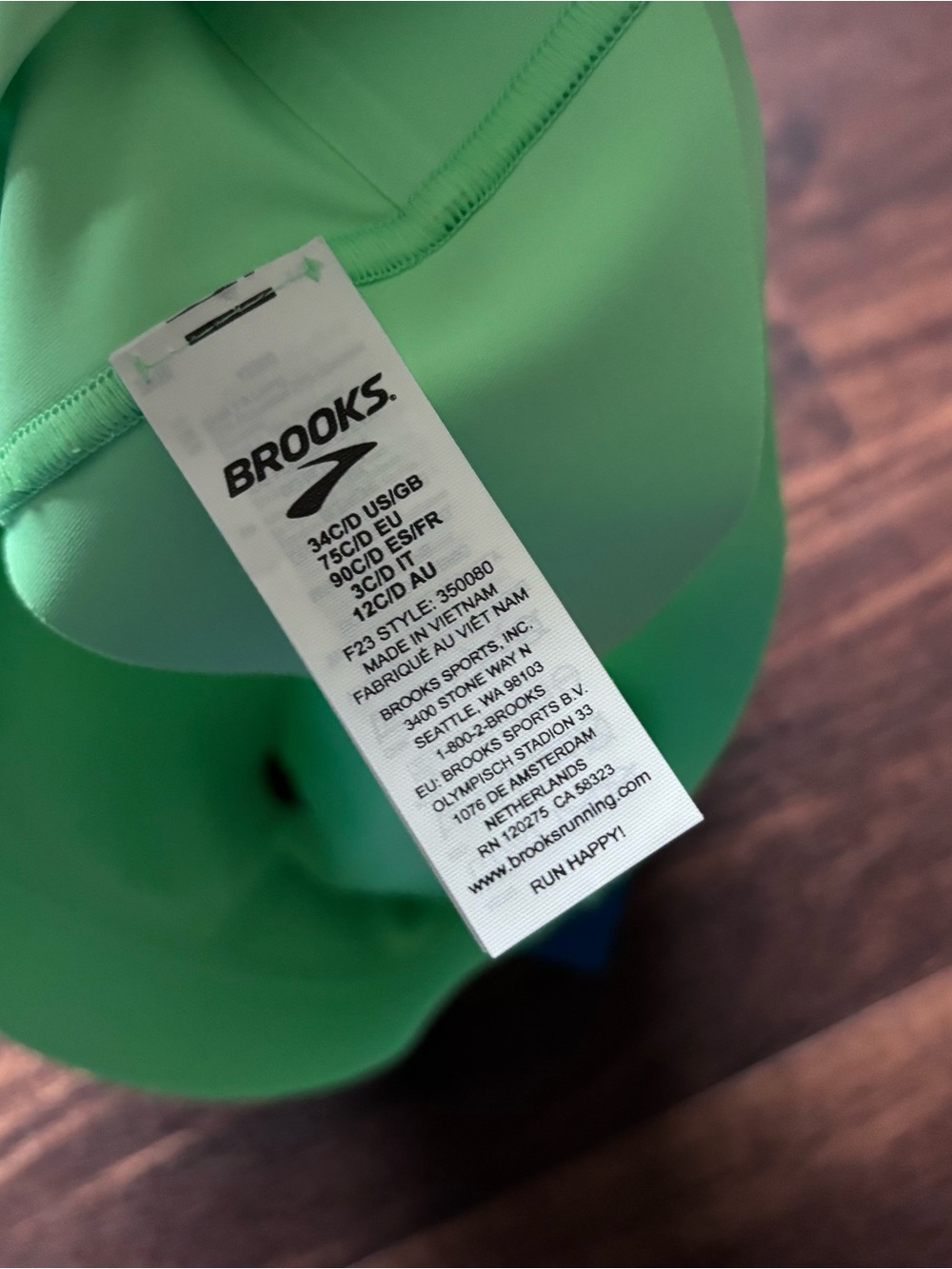 NWT Brooks Drive 3 Pocket Run Sports Bra Padded Neon Green Size 34C/D Women's - Picture 6 of 6